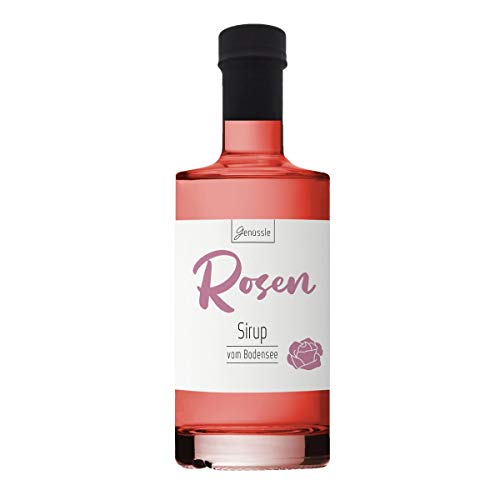 Rosenblüten-Sirup 350ml - Genüssle Rosensirup vom Bodensee - Rosen Sirup aus echten heimischen Rosenblüten - natürlich ohne Zusatzstoffe, Größe:350 ml von Genüssle