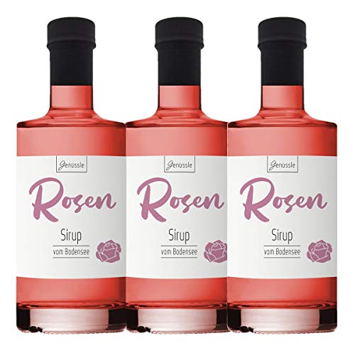 BIO Rosenblüten-Sirup 3x 350ml - Genüssle Rosensirup vom Bodensee - Rosen Sirup aus echten heimischen Rosenblüten - natürlich ohne Zusatzstoffe von Genüssle