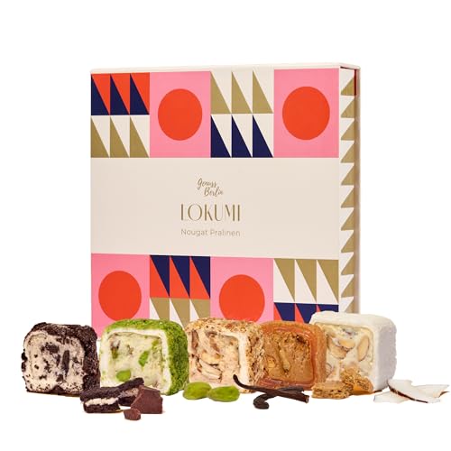 Genuss Berlin – Lokumi All-Stars 750g – Exklusives Nougat Pralinen Geschenkset – Süßigkeiten Box mit Pistazien, Kokos & Schokolade – Handgemachte Türkische Süßigkeit – Ideal für Feste & Geschenke von Genuss Berlin