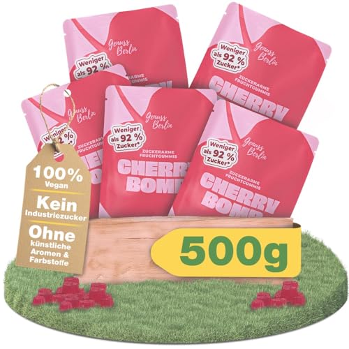Genuss Berlin – Low Carb Gummibärchen Cherry Bomb – 5x100g – 92 % weniger Zucker – Vegane Süßigkeiten ohne Süßstoffe – Kalorienarme Fruchtgummis – Keto Snack – Gesunde Gummibärchen & Weingummi Genuss Berlin – Low Carb Gummibärchen Cherry Bomb – 5x100g – 92 % weniger Zucker – Vegane Süßigkeiten ohne Süßstoffe – Kalorienarme Fruchtgummis – Keto Snack – Gesunde Gummibärchen & Weingummi von Genuss Berlin