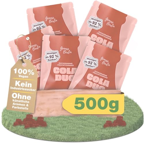 Genuss Berlin – Low Carb Gummibärchen Cola Duo – 5x100g – 92 % weniger Zucker – Vegane Süßigkeiten ohne Süßstoffe – Kalorienarme Fruchtgummis – Keto Snack – Gesunde Gummibärchen & Weingummi Genuss Berlin – Low Carb Gummibärchen Cola Duo – 5x100g – 92 % weniger Zucker – Vegane Süßigkeiten ohne Süßstoffe – Kalorienarme Fruchtgummis – Keto Snack – Gesunde Gummibärchen & Weingummi von Genuss Berlin