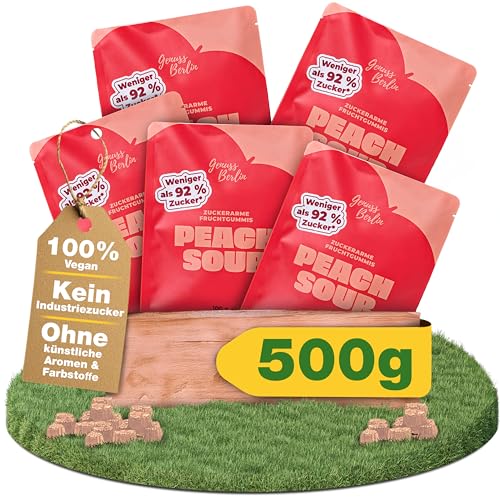 Genuss Berlin – Low Carb Gummibärchen Peach Sour – 5x100g – 92 % weniger Zucker – Vegane Süßigkeiten ohne Süßstoffe – Kalorienarme Fruchtgummis – Keto Snack – Gesunde Gummibärchen & Weingummi Genuss Berlin – Low Carb Gummibärchen Peach Sour – 5x100g – 92 % weniger Zucker – Vegane Süßigkeiten ohne Süßstoffe – Kalorienarme Fruchtgummis – Keto Snack – Gesunde Gummibärchen & Weingummi von Genuss Berlin
