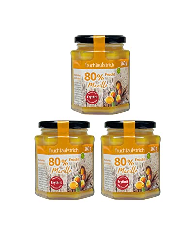 Elito Fruchtaufstrich Marille / Aprikose ohne Zuckerzusatz mind. 80% Fruchtanteil gesüßt mit Erythrit | Made in EU Brotaufstrich (260g (3er Pack)) von Genuss ohne Reue