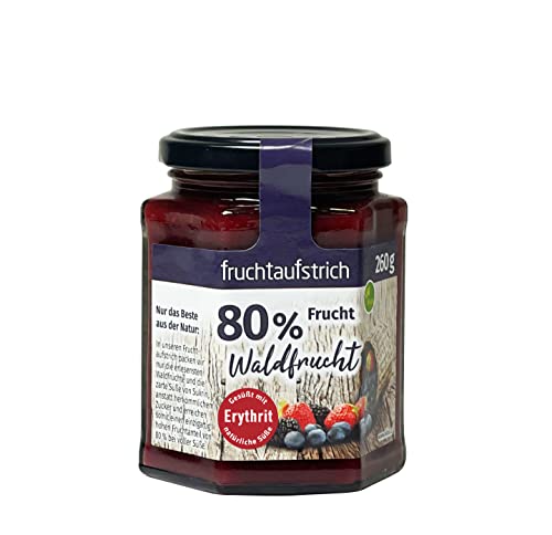 Elito Fruchtaufstrich Waldfrucht ohne Zuckerzusatz mind. 80% Fruchtanteil gesüßt mit Erythrit und Stevia | Made in EU Brotaufstrich (260g) (260g (1er Pack)) von Genuss ohne Reue