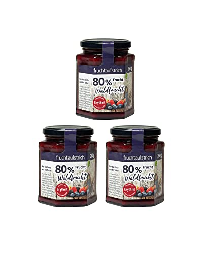 Elito Fruchtaufstrich Waldfrucht ohne Zuckerzusatz mind. 80% Fruchtanteil gesüßt mit Erythrit und Stevia | Made in EU Brotaufstrich (260g) (260g (3er Pack)) von Genuss ohne Reue