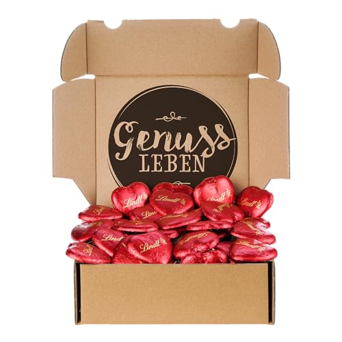 Genusleben Box mit Herz Lindt Schokolade Vollmilch Schokoladenherzen 700g von Genussleben