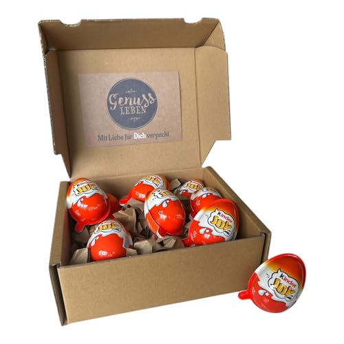 Genussleben Box mit 10x kinder Joy mit Spielzeug und Süßigkeiten - zum Naschen und Verschenken für Kinder, Familie und Freunde zu Ostern 200g von Genussleben