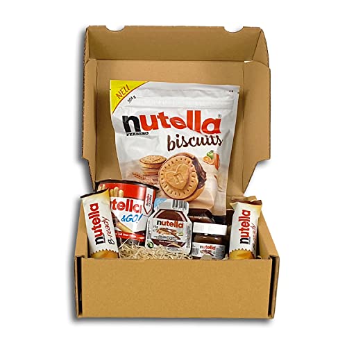 Genussleben Box mit 304g nutella Biscuits, 2x nutella B-ready und je 1x nutella & go, nutella 15g und nutella mini Glas 25g, 366g nutella Mix in Grosspackung von Genussleben
