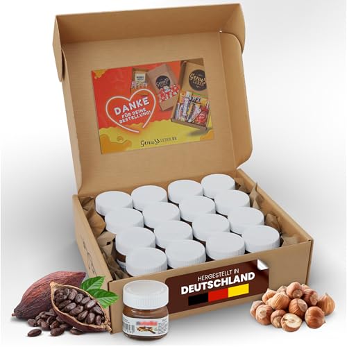 Genussleben Box mit 16 Mini Gläser je 25g Brotaufstrich, Haselnusscreme vom Marktführer für Büro, Familie, Campen, Zelten oder Unterwegs. Genussleben Box mit 16 Mini Gläser je 25g Brotaufstrich, Haselnusscreme vom Marktführer für Büro, Familie, Campen, Zelten oder Unterwegs. von Genussleben