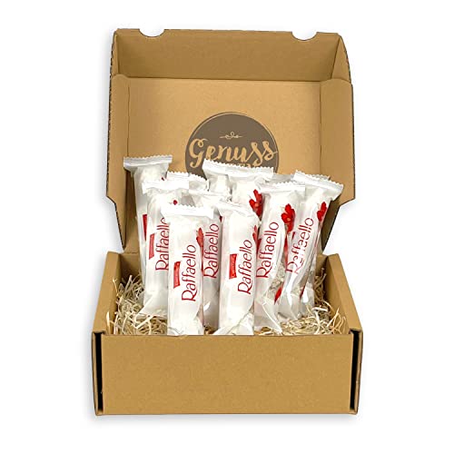 Genussleben Box mit Ferrero Raffaello 450g, Ostergeschenk, Praline mit weißer Milchcreme 42 Stück, Mandeln und Kokos, Süßigkeiten in Großpackung von Genussleben