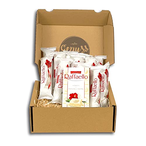 Genussleben Box mit Ferrero Raffaello 560g, Praline mit weißer Milchcreme 56 Stück und Raffaello Tafelschokolade von Genussleben