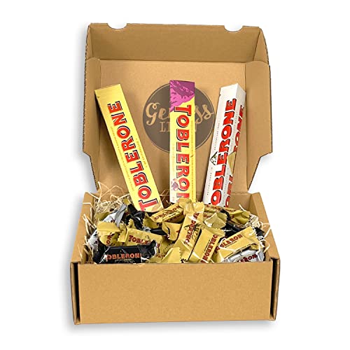 Genussleben Box mit Toblerone Mini Mix und 3 verschiedenen Toblerone Riegeln, Schokolade in 500g Grossspackung von Genussleben