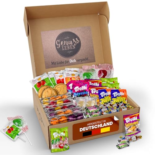 Genussleben Faschingbox mit 1000g Süßigkeiten Wurfmaterial wie Bonbons, Lollys und Fruchtgummis, Vorratsbox für Fasching Karneval von Genussleben