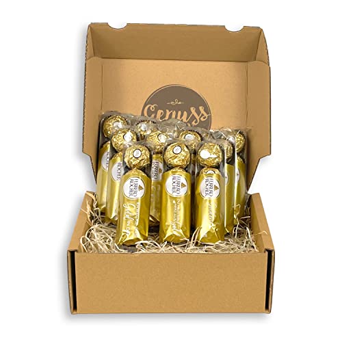 Genussleben Geschenkbox Ferrero Rocher Box 48 Stück, Grosspackung, knusprige Pralinen mit Milchschokolade und Haselnuss von Genussleben