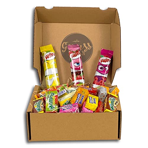 Genussleben Kau Box mit ca 1kg MAOAM Bloxx, Fritt und Mamba Kaubonbons in verschiedenen Sorten, Geschenkbox zum Naschen und Verschenken von Genussleben