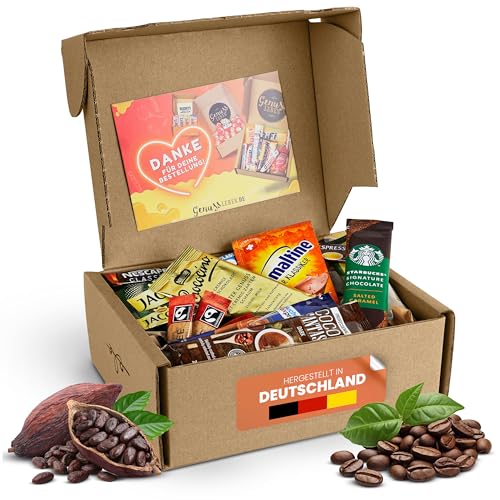 Genusslebenbox mit 500g Instant Kaffee und Kakao von Jacobs, Nescafe, Suchard express und vielen mehr, Vorratsbox für Büros und Zuhause von Genussleben