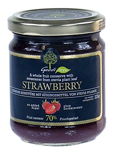 GEODI Erdbeer Fruchtaufstrich 70% Fruchtanteil ohne Zuckerzusatz (60% weniger Zucker als Marmelade) 225g von Geodi