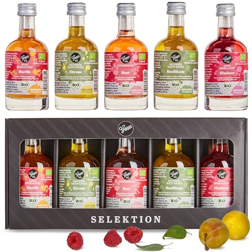 Gepp’s Feinkost Bio Essig und Öl Probier- & Geschenkset I 5 x 50ml hochwertige Essige & Öle in edler Verpackung I Hergestellt nach eigener Rezeptur I Geschenkidee zum Geburtstag von Gepp's