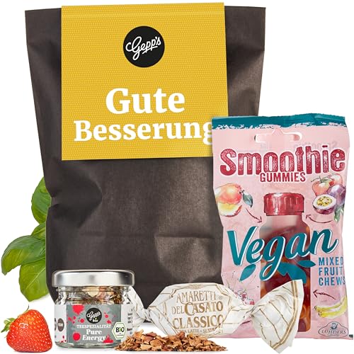 Gepp's Feinkost Gute Besserung Wundertüte Mini I Kleiner gefüllter Geschenkkorb mit Delikatessen für Genesungswünsche I Get well soon Geschenk zur Aufmunterung I Gourmet Geschenkset als Trostpflaster von Gepp's