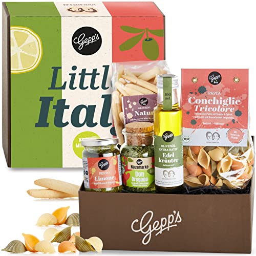 Gepp’s Feinkost Little Italy Geschenkbox I Geschenkkorb gefüllt mit hausgemachter BIO Pasta & feinsten italienischen Spezialitäten I Gourmet Italien Geschenkidee für Männer & Frauen von Gepp's