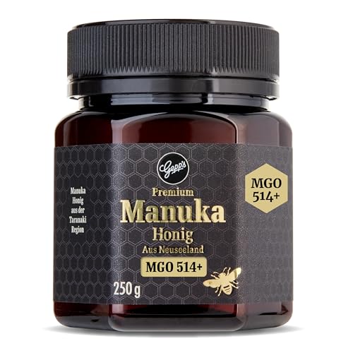 Gepp's Feinkost Manuka Honig 250 g, hohe Reinheit von 514+ MGO I Manuka-Honig aus Taranaki, Neuseeland I Superfood Manuka, unvergleichlich cremig & aromatisch I Preisgekrönter Manuka Honey von Gepp's