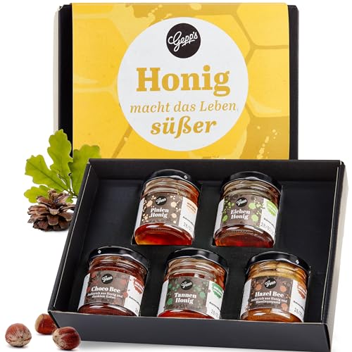 Gepp's Feinkost Mini Honig Set I 5 Sorten Gourmet Honig aus Griechenland I Geschenkset I 5x50g Probierset I Geschenkidee mit Sorten wie Pinienhonig, Choco Bee als Brotaufstrich Gepp's Feinkost Mini Honig Set I 5 Sorten Gourmet Honig aus Griechenland I Geschenkset I 5x50g Probierset I Geschenkidee mit Sorten wie Pinienhonig, Choco Bee als Brotaufstrich von Gepp's
