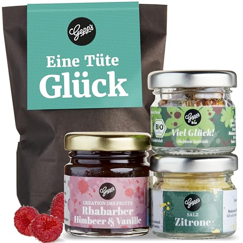 Gepp's Feinkost Wundertüte Eine Tüte Glück I Bio Geschenkset mit Mini-Cafe de Paris, Bruschetta & Aioli I Viel Erfolg Geschenkidee & Glückbringer für Prüfung, Geschenk für die Abi-Prüfung von Gepp's