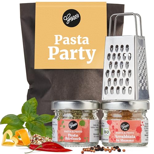 Gepp's Feinkost Wundertüte Pasta I Geschenkset mit Pastagewürz, Bärlauchpesto & Parmesanreibe I Geschenkkorb mit italienischen Spezialitäten, nach eigener Rezeptur I Geschenkidee von Gepp's