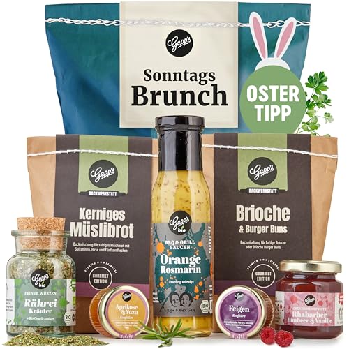 Gepp’s Feinkost Wundertüte Sonntags-Brunch zu Ostern I Gourmet Geschenkset mit Delikatessen wie Aprikose & Yuzu und Feige-Fruchtaufstrich I Geschenkkorb mit Köstlichkeiten für ein perfektes Frühstück von Gepp's