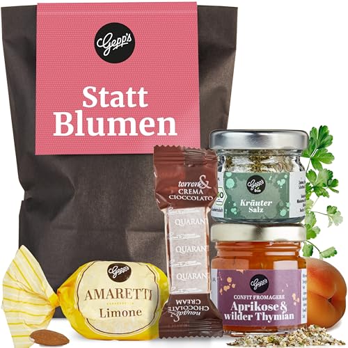 Gepp’s Feinkost Wundertüte Statt Blumen I Geschenkbox als Dankeschön, Geburtstag Mitbringsel für Kollegen I Kleines Geschenkset mit Kräutersalz, Konfitüre, Pralinen I Geschenkidee Gepp’s Feinkost Wundertüte Statt Blumen I Geschenkbox als Dankeschön, Geburtstag Mitbringsel für Kollegen I Kleines Geschenkset mit Kräutersalz, Konfitüre, Pralinen I Geschenkidee von Gepp's