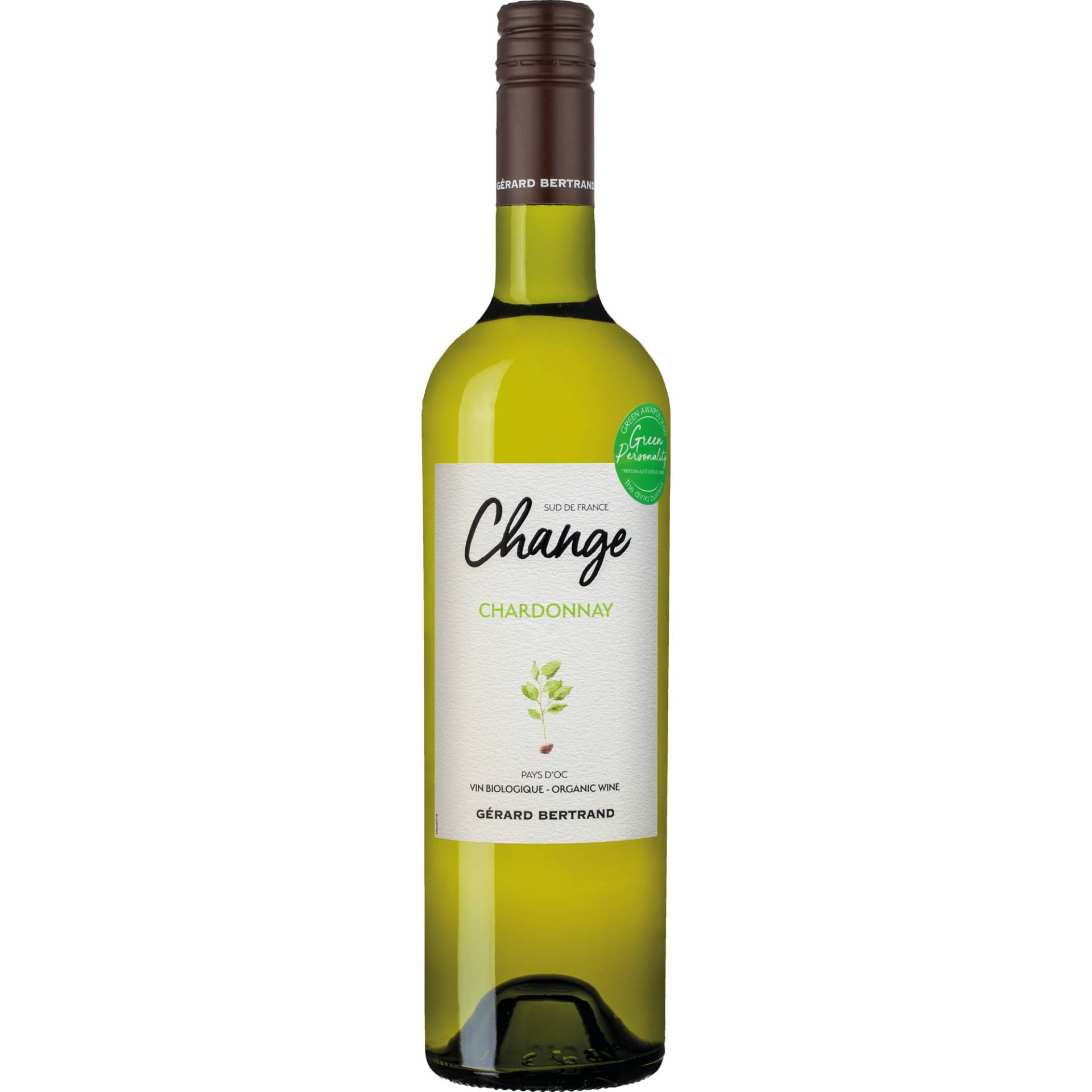 Change Chardonnay, Pays d'Oc IGP, Languedoc-Roussillon, 2022, Weißwein von Gérard Bertrand à F11100-262 Narbonne, Frankreich