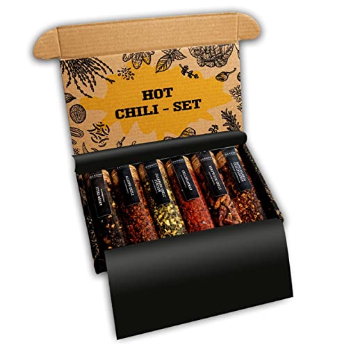 Hot Chili-Set, Geschenkset mit bis zu 800.000 Scoville für Hobbyköche, 6x Chili von mild bis scharf inkl. Rezept-Idee Hot Chili-Set, Geschenkset mit bis zu 800.000 Scoville für Hobbyköche, 6x Chili von mild bis scharf inkl. Rezept-Idee von Geropp Gourmet