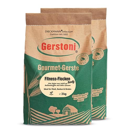 Gerstoni Fitness Gerstenflocken kernig in PREMIUM-QUALITÄT für ballaststoffreiches Frühstück, Kochen und Backen mit Beta-Glucan (2x3kg) von Gerstoni