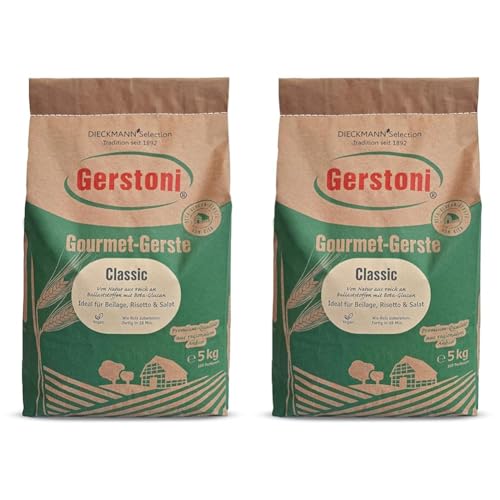 Gerstoni Gourmet Gerste Classic 5kg, mild-nussig, wie Reis, POWERFOOD aus regionalem Anbau mit Beta-Glucan (Packung mit 2) von Gerstoni