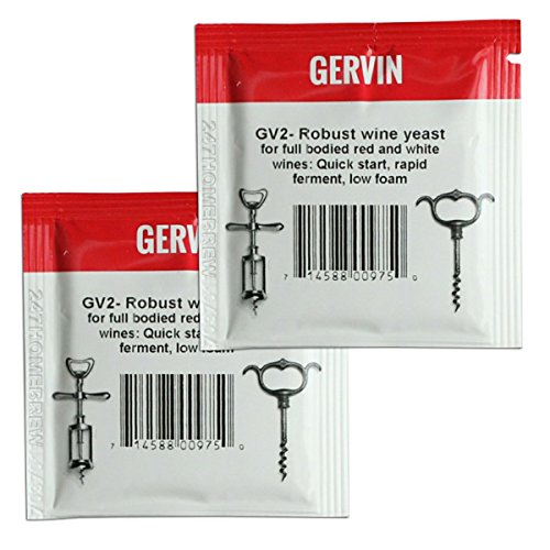 2 x Gervin Wein Hefe GV2 Nr. 2 Red Label 5 g für Obst, berry & Red Wine 5–23L von Gervin