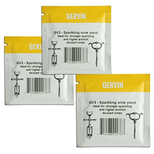 3 x Gervin Wein Hefe GV3 Nr. 3 Yellow Label 5 g Sparkling oder Desert Wine 5–23L 3 x Gervin Wein Hefe GV3 Nr. 3 Yellow Label 5 g Sparkling oder Desert Wine 5–23L von Gervin