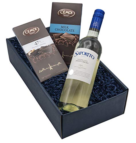 Geschenkset „Himmlische Verführung“ - Italienischer Weißwein & Französische Schokoladen in Präsentverpackung von The Wine Guys