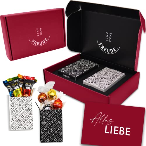EINE KLEINE FREUDE. | Einzigartige „ALLES LIEBE“ Geschenkbox mit feinster Lindt Schokolade, Hello Pralinen & Grußkarte von Geschenkbox - 24