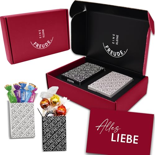 EINE KLEINE FREUDE. | Einzigartige „ALLES LIEBE“ Geschenkbox mit feinster Lindt Schokolade, Hello Pralinen & Grußkarte von Geschenkbox - 24