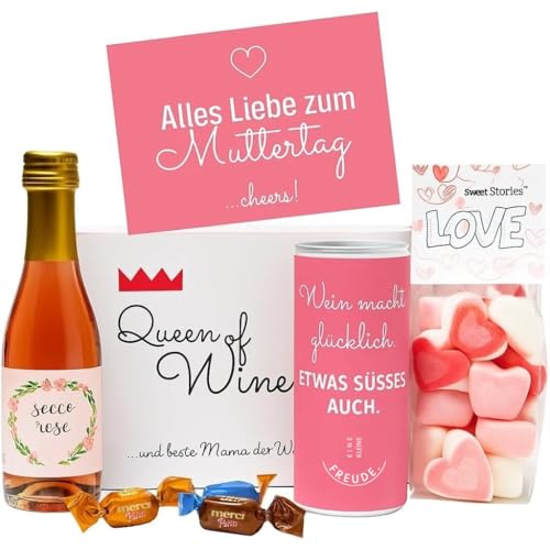 Geschenkset "Muttertag“ | Mama Geschenkkorb gefüllt mit Sekt, Schokolade & süßen Herzen | Präsentkorb mit Grußkarte als Muttertagsgeschenk Geschenkset "Muttertag“ | Mama Geschenkkorb gefüllt mit Sekt, Schokolade & süßen Herzen | Präsentkorb mit Grußkarte als Muttertagsgeschenk von Geschenkbox - 24