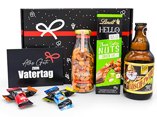 Geschenkset zum Vatertag | Geschenk-Box mit Lindt Pralinen, Schokolade, Bier & Grußkarte von Geschenkbox - 24