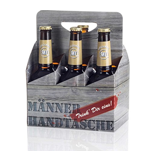 Mix-Sixpack 3 x Freibier Bier & 3 x Arschlecken 350 Bier in der Männerhandtasche Original ML Helles in 0,33 Liter Flaschen (insgesamt 6) Alc.5,2% vol. von Geschenkbox