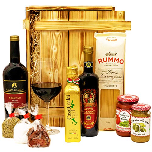 Italienisches Geschenkset „Florenz“ | Großer Geschenkkorb mit Wein, Olivenöl & vielen Spezialitäten aus Italien | Präsentkorb für Frauen & Männer zum Gebutstag, Dankeschön von Geschenkbox - 24