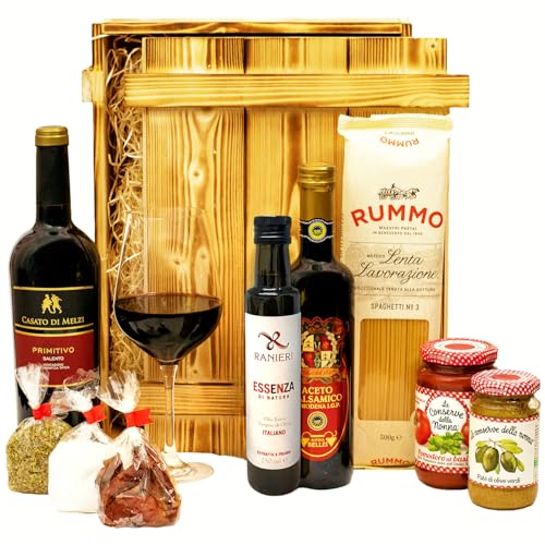 Italienisches Geschenkset „Florenz“ | Großer Geschenkkorb mit Wein, Olivenöl & vielen Spezialitäten aus Italien | Präsentkorb für Frauen & Männer zum Gebutstag, Dankeschön von Geschenkbox - 24