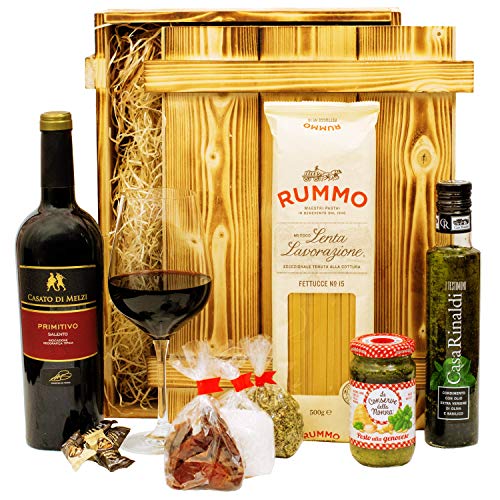 Italienisches Geschenkset „Verona“ | Geschenkkorb gefüllt mit Wein, italienischen Spezialitäten & edler Holzkiste | Präsentkorb für Frauen & Männer zum Geburtstag, Dankeschön von Geschenkbox - 24