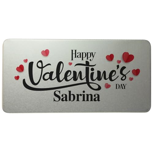 Schokoladen-Box personalisiert mit romantischem Herz-Motiv (Rote Herzen) | Gutscheinbox | Geschenkdose aus Metall mit Druck | Valentinstagsgeschenk für Männer und Frauen von Geschenke 24