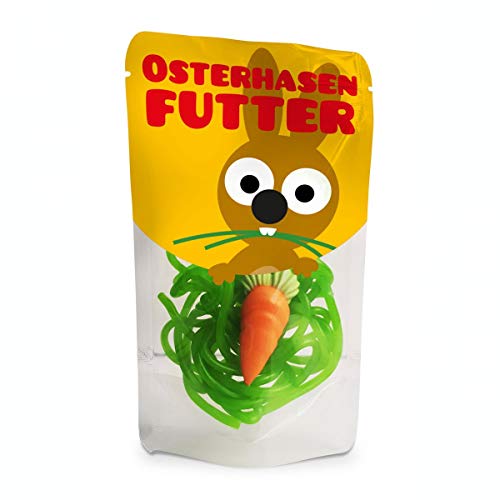 Osterhasen Futter | Fruchtgummischnüre mit Apfelgeschmack und Zucker-Möhre | Spaßgeschenk zu Ostern von Geschenkidee