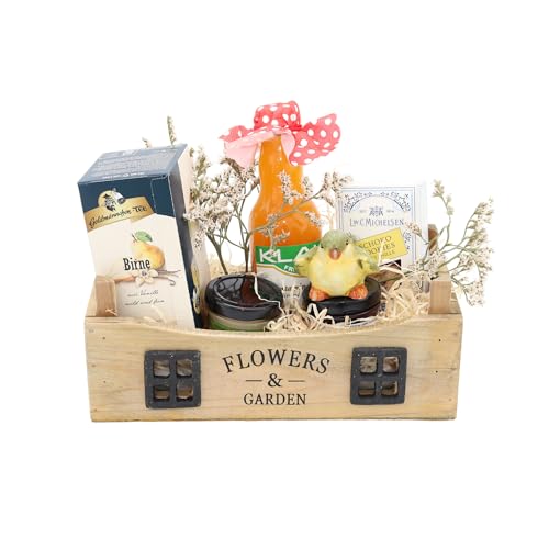 Flowers und Garden - klein | Hochwertige Präsentbox für Gartenliebhaber | Bunte Auswahl an Produkten | Fertig zum Verschenken von Geschenkkorb-Laden.de