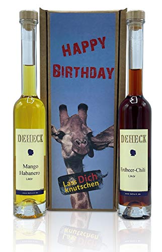 Geschenkset "Happy Birthday" Erdbeer Chili Mango Habanero Likör 2x0,1l von Geschmacksparadies