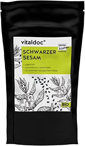 GESUND & Leben | Neues Design | vitaldoc BIO Schwarzer Sesam 400 g ungeschält ganz | Ayurvedisches Lebensmittel - mit hohem Ölgehalt und hochwertigem pflanzlichem Eiweiß von Gesund & Leben